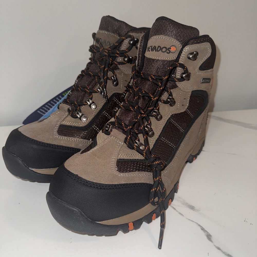Nevados Mens Hiking Boots Brown Black Lakewood 10M Memory Foam Waterproof No Box